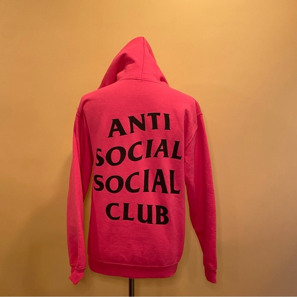 Anti Social Social Club Flamingo Hot Pink Cotton Hoodie Sweatshirt Size S - Picture 8 of 10